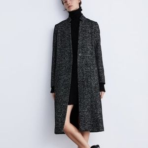 Zara Inverted lapel long coat jacket size medium